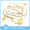 316 Stainless Steel Gold Chain with Cross Cube Bead Alibaba Wholesale San Judas Tadeo Rosary Necklace for Christian